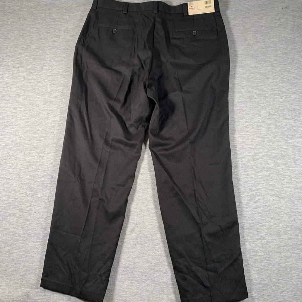 Haggar Dress Pants Mens 38x30 Black Classic Fit Gabardine Work Business